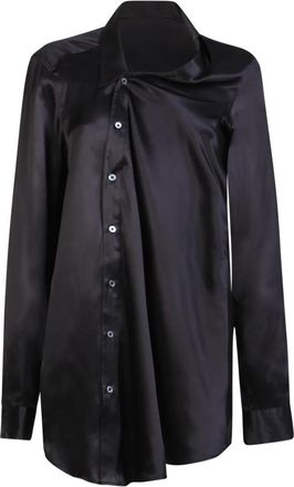 Ann Demeulemeester Zwart T-shirt met Asymmetrisch Ontwerp - Dames - Overhemden - Zwart - M - Overhemden
