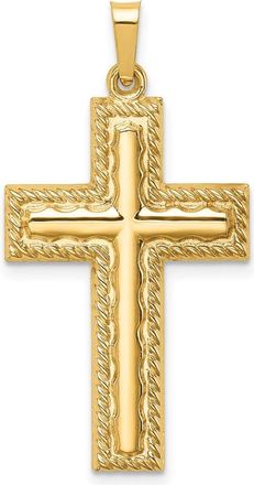 Diamond2Deal 14k Yellow Gold Hollow Polished Rope Edge Latin Cross