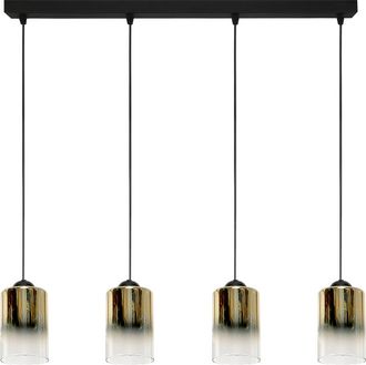 OEM L&aacute;mpara De Techo Colgante Negra Con Pantalla De Cristal Transparente Dorado, Fiord 15-531