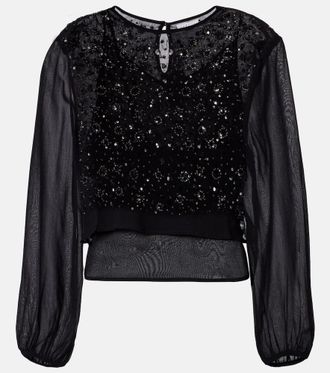 Velvet Marlowe sequinned sheer top