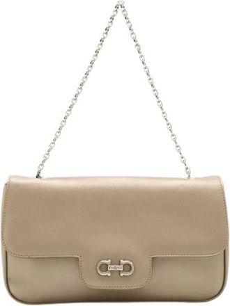 Ferragamo Pre-owned Shoulder Bags, female, Pink, Size: ONE SIZE Pre-owned Metallic Leather Handbag Chain Bag