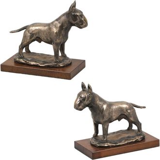 OEM Bull Terrier - Estatuilla De Perro, Figura Sobre Base Blanca, Trofeo Para Exposici&oacute;n Canina De Art-dog
