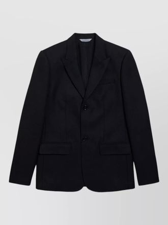 Balenciaga suit notch lapel flap pockets silk nylon