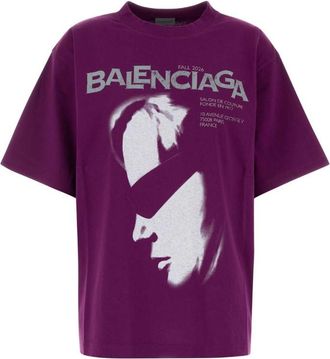 Balenciaga Purple Graphic Crew Neck T-Shirt