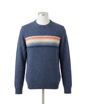 Faherty Heirloom Crewneck Sweater In Navy Lake Torch Stripe