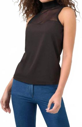 Anatomie Ellen Sleeveless Mesh Mockneck Top In Black