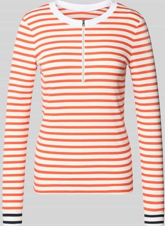 Marc Cain Longsleeve mit Rundhalsausschnitt und Rei&szlig;verschluss in Koralle, Gr&ouml;&szlig;e 34