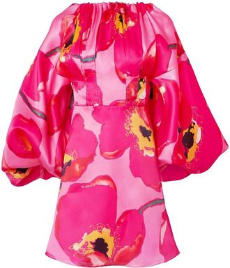 Carolina Herrera balloon-sleeves dress - women - Silk - 8 - Pink