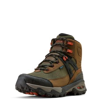 Ariat Mens Traverse Mid Waterproof Hiking Boots in Brown Bark Evergreen, D Medium Width, Size 10.5, by Ariat