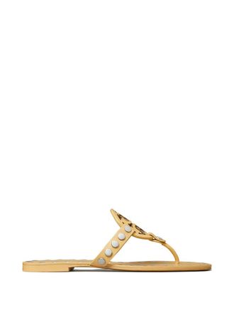 Tory Burch Womens Studded Miller Patent Flat Sandals