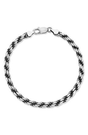 Yield of Men Mens 5mm Oxidized Rope Chain Bracelet in Silver at Nordstrom Rack, Size 9