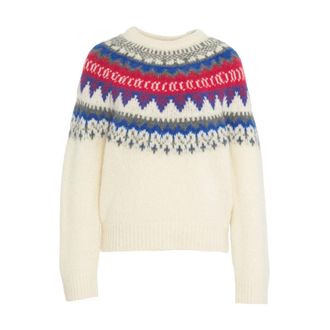 Closed Round-neck Knitwear, female, White, M, Norwegian Pattern Jumper
