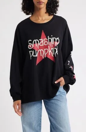 Daydreamer Smashing Pumpkins Big Star Long Sleeve Cotton Graphic T-Shirt in House Black at Nordstrom Rack