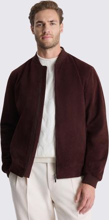Moss Plum Suede Bomber Jacket