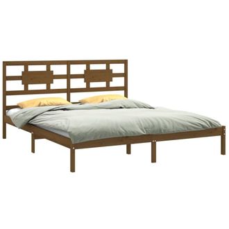 Berkfield Home Beautiful Bed Frame Honey Brown Solid Wood 200x200 cm