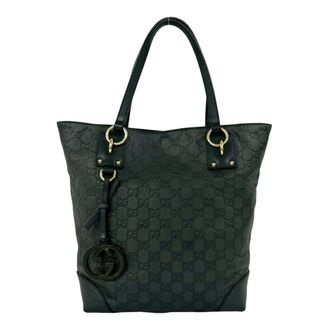 Gucci Black Leather Handbag Shoulder Bag Tote Bag (Pre-Owned)