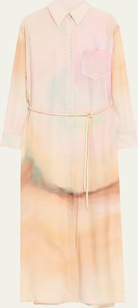Nanushka Iria Long-Sleeve Tie-Dye Shirtdress