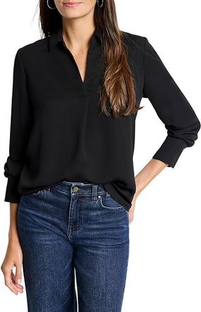 Nic+Zoe Easy Popover Shirt Womens Clothing Black Onyx : 2XL (US 20-22), Polyester
