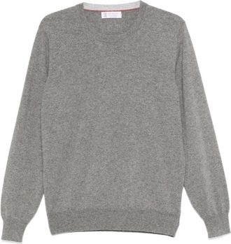 Brunello Cucinelli Grijze Cashmere Crewneck Sweater Stijlvol Eco - Heren - Cashmere truien - Grijs - M - Kasjmier - Truien & Vesten