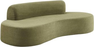 Sweeek Sof&aacute; con forma curva de tela chenilla, 3 plazas, verde kaki