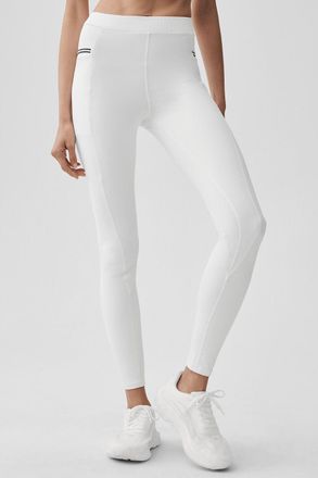 Alo | Airbrush High-Waist Fast Track Legging in White/Black, Size: Medium