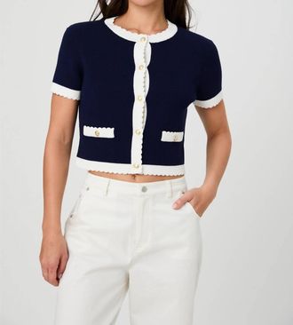 French Connection Bennet Rib Knit Top In Marine/ Summer White