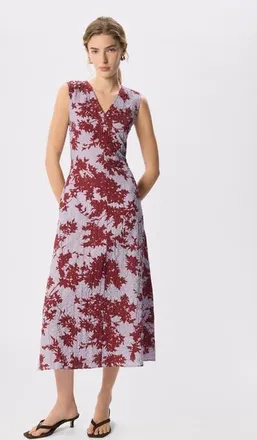 Whistles Floral V-Neck Textured Dress in Purple/multi at Nordstrom, Size 12