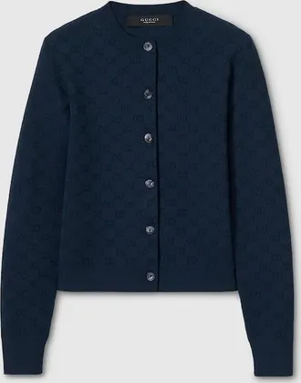 Gucci GG Fine Fabric Jacquard Cardigan, Blue, Ready-to-wear