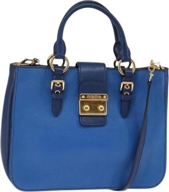 Miu Miu Pre-owned Handbags, female, Blue, Size: ONE SIZE Pre-owned Leather Handbag