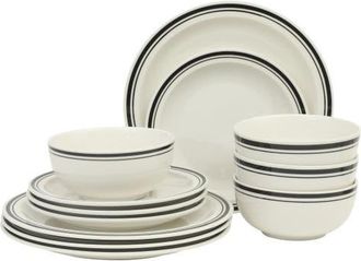 Gibson Home Hometown Diner Porcelain Dinnerware Set in White With Black Rim at Nordstrom