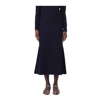 Jil Sander Midi Skirts, female, Blue, S, Midi Knit Wool Flared Skirt