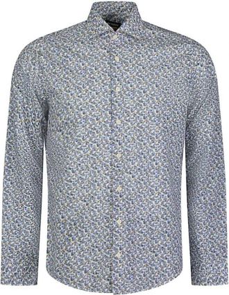 Roy Robson Slim Fit Bloemenprint Shirt - Heren - Zakelijke Overhemden - Blauw - M - Katoen - Overhemden