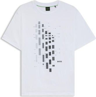 BOSS Stretch-cotton T-shirt with geometric print