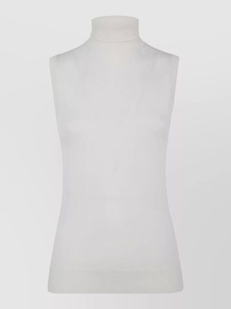 Sportmax sleeveless turtleneck knit top ribbed hem