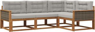 vidaXL Conjunto De Sof&aacute;s De Exterior 4 Uds. Natural Y Gris Claro Vidaxl