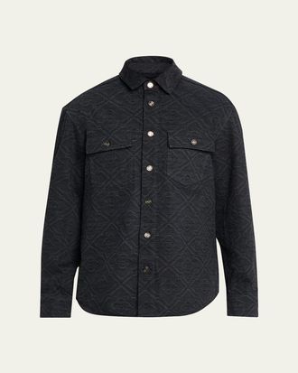 Casablanca Mens Laser Monogram Denim Button-Down Shirt
