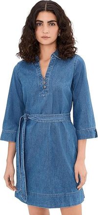 Tommy Bahama Denim 3/4 Sleeve Short Dress Womens Dress Indigo Oasis Wash : LG (US 12-14), Cotton