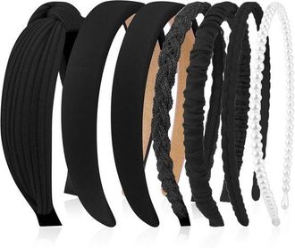 OEM Conjunto De Diademas Para Mujer - Set De 7 Piezas - Varios Estilos - Adornos De Perlas - Pl&aacute;stico - Apto Para Ni&ntilde;as Y Mujeres - Azul