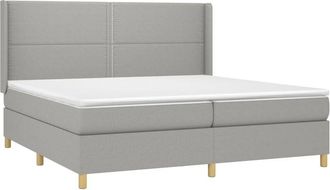 vidaXL Vidaxl - Cama Box Spring Con Colch&oacute;n Tela Y Led Gris Claro 200x200 Cm
