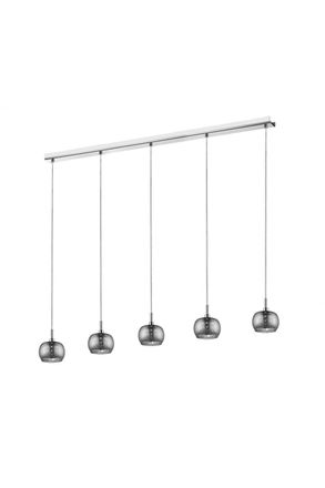 Netlighting Deni 5 Light Chrome Bar Pendant Ceiling Light in Grey