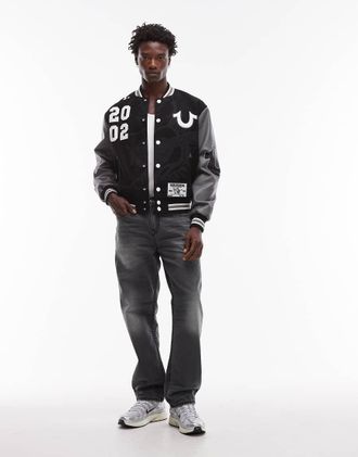 True Religion Bobby Super T- Jeans ampi lavaggio grigio con tasca con patta