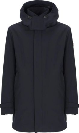 Peuterey Lange jas met kraag - Heren - Parka Jassen - Blauw - L - Polyester - Jassen