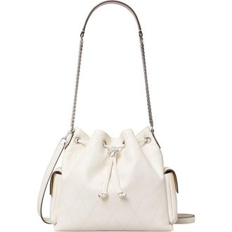 Tory Burch Charlie Quilted Leather Drawstring Shoulder Bag in Light Cream at Nordstrom