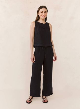 Bella Dahl Beach Pant With Lattice Stripe In Black
