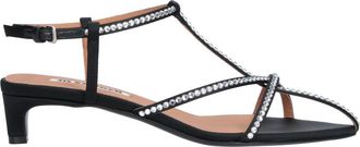 Jil Sander Black Cage Fabric Rhinestone Strap Sandals