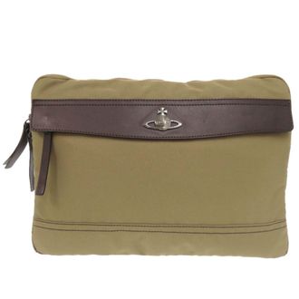 Vivienne Westwood Nylon Leather Clutch Bag (Pre-Owned)
