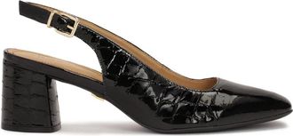 Kazar Halfopen pumps in reli&euml;f lakleer - Dames - Pumps - Zwart - 37 EU - Leer - Schoenen