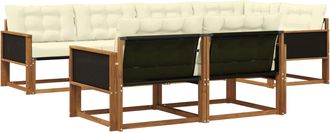 vidaXL Conjunto De Sof&aacute;s De Exterior 7 Uds. Natural Y Crema Vidaxl