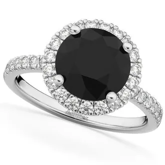 Allurez Halo White & Black Diamond Engagement Ring 14K in 2.50Ct/white Gold at Nordstrom, Size 6.5
