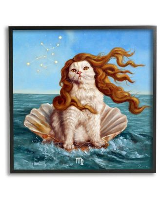 Stupell Industries Cat In Ocean Seashell Framed Giclee Wall Art By Lucia Heffernan